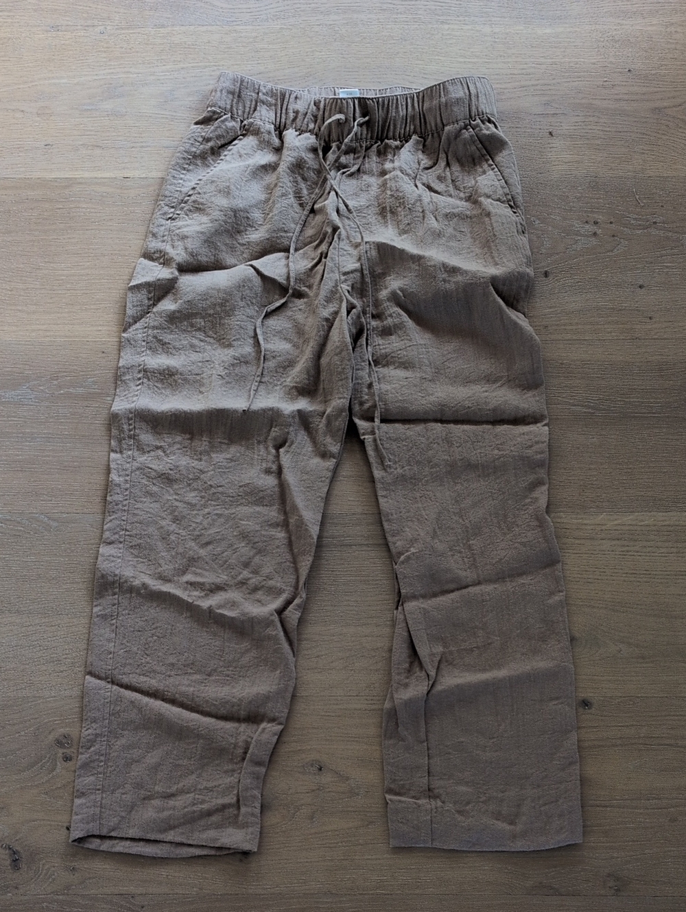 H&M Linen-like Blend Drawstring Pants — Dark Tan Size Small